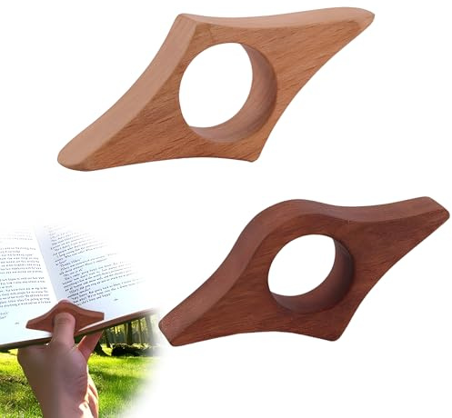 Porte-Page De Livre,RoadLoo Lot de 2 Porte-Livres à Pouce Signet De Pouce en Bois Marque-Page Accessoire de Lecture Cadeau pour Les Amateurs de Livres et Les Enseignants pour Une Lecture Facile