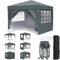 Pavillon 3x3m, Pop-Up Faltpavillon Wasserdicht, Gartenzelt UV Schutz 50+, Partyzelt wasserdicht stabil mit Tragetasche, Höhenverstellbar Faltbar Gartenzelt mit 4 Seitenwänden, für Garten, Party