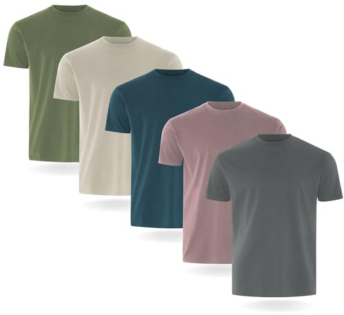 FM London Lot de 3/5 T-Shirts Homme 100% Coton, Vêtements Homme Ajustés