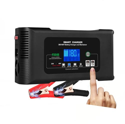 36 V/48 V 18 A Smart-Ladegerät für LiFePO4/AGM/Blei-Säure-Autobatterien, Erhaltungsladegerät mit 4 Modi, Impulsreparatur, Autotest für Golfwagen, SUV, Wohnmobil, LKW, Boot und Rasenmäher