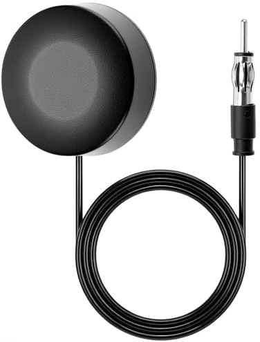 QWORK® Antenna radio auto, FM antenna parabrezza universale con spina DIN e cavo da 3 metri