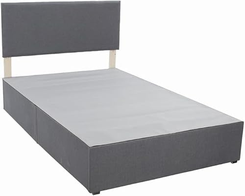 Storage Divan Bed Base with Headboard, 2 Drawers, Multiple Sizes (charcoal chenille, 5ft king size)