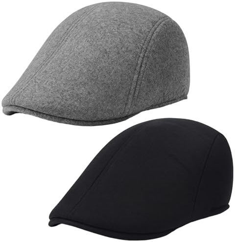 PjuQow 2er Pack Schiebermütze Herren, Schirmmützen für Herren, Leichte und Atmungsaktive Mütze für Outdoor-Aktivitäten und Täglichen Gebrauch(Schwarz, Grau)