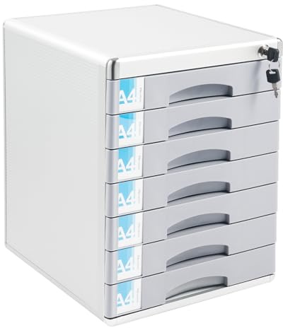 Cajones de metal con 7 compartimentos, caja duradera con 7 compartimentos, caja de almacenamiento de documentos de aleación de aluminio, caja de almacenamiento con 2 llaves, para casas, oficinas