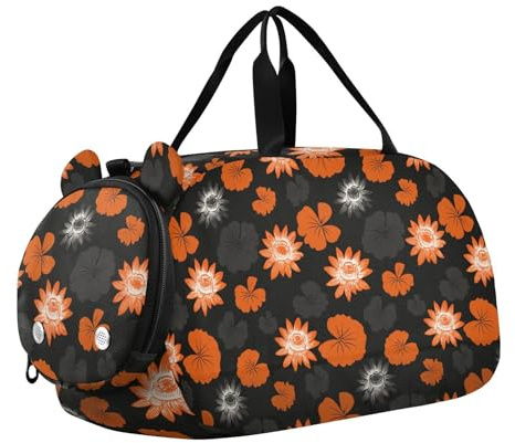 Ghothic vattenlilja svart och orange duffelväska med skofack lätt helg resväska för strand simväskor pool sport bolso viajero