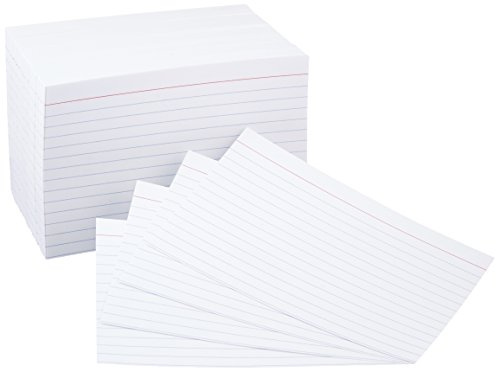 Amazon Basics Ruled Lined Index Cards for Notes, Studying, Flash Cards, White, 4 x 6, 500 Count (5 Packs of 100)