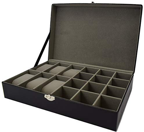 Harvey Makin Lizard Skin Finish Watch and Cufflink Box, Holds 6 Watches and 12 Cufflinks