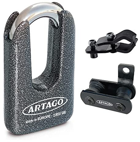 Artago 69T4 Pack Bremsscheibenschloss Diebstahlsicherung Hohe Sicherheit + Halterung für Honda CRF 1000L Africa Twin, Homologiert SRA, Sold Secure Gold, ART4