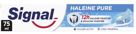 SIGNAL - Dentifrice Haleine Pure - 12h d'haleine fraiche - Bouche purifiée - 95% d'ingrédients d'origine naturelle - 75ml