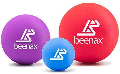 Beenax Lacrosse Massage Ball (Set of 3) - Trigger Point, Myofascial Release, Plantar Fasciitis, Deep Tissue, Yoga, Pilates, Rehab, Physio - Shoulders, Neck, Back, Foot, Body