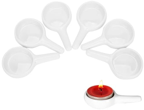 6PCS Porte-Bougie en Forme de Cuillère, Cuillère à Bougie Chauffe-Cire pour Bougie à Chauffe-Plat Brûleur à Mazout en Céramique pour Cuisine, Chambre, Salon