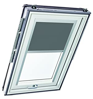 Roto Roller Blind for Roof Windows Roller Blind Exclusive Daylight Canvas Guide Rail Silver for Designo Series R6/R8, i8 and Classic 64/84 Size 114/118 | 11/11 Dark Grey