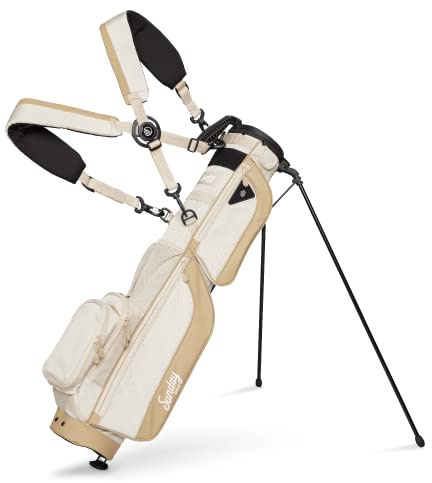 Sunday Golf Bolsa Loma XL - Bolsa Liviana con Correa y Soporte - Bolsa de Golf Pitch n Putt fácil de Transportar - Par 3 y Campos ejecutivos, 3.4 Libras (Almendra Tostada)