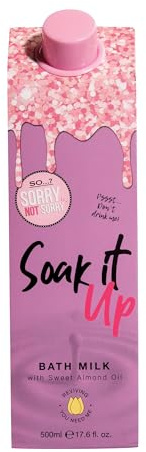So…? Sorry Not Sorry Soak It Up Bath Milk - Infused with Sweet Almond Oil and Vanilla - Vegan and Cruelty-Free Bubble Bath for Women - 17.6 oz