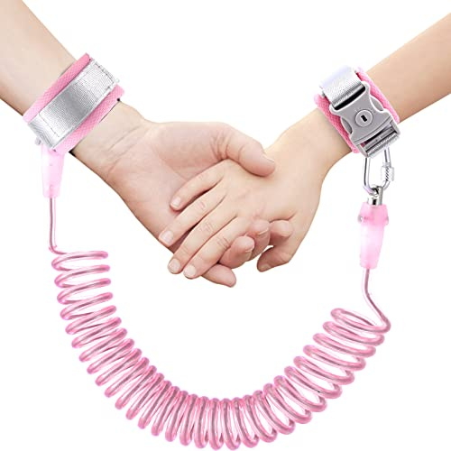SITREMEN Anti Lost Wrist Link for Toddlers, 360°Rotate Toddler Wrist Reins with Security Lock and Safety ID Wristband, Kid Wrist Leash Strap with Elastic Wire Rope for Children Walking Travle