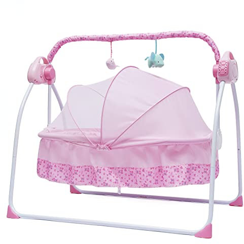 SHZICMY Babywiege Babybett Elektrische, Babyschaukel Elektrisch, Automatischer Schaukelstuhl mit Bluetooth MP3 Musik Player, Auto Swing intelligente Steuerung Baby Crib