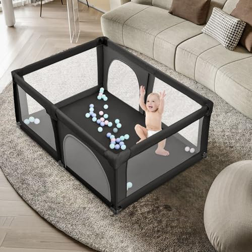 Parque infantil, 180 x 150 x 66 cm, parque plegable para bebe, parque de bebé, modular de malla con 50 bolas, parque de juegos de bebé, interior y exterior, centro de actividades de parque infantil de