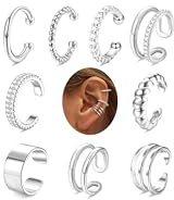 ORAZIO 9Pcs Ear Cuff Sin Agujero Mujer Oro 14K/Plata Clip Ajustables Falsos Sin Piercing Oreja Cartílago Pendientes
