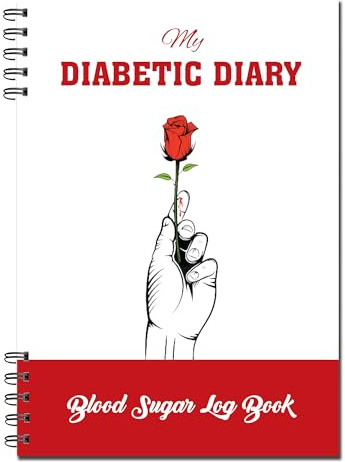 Cherry My Diabetic Diary | Blood Sugar Log Book | 2-års rekord | 108 sidor | A5 storlek | Wirobound med 120 gsm papper