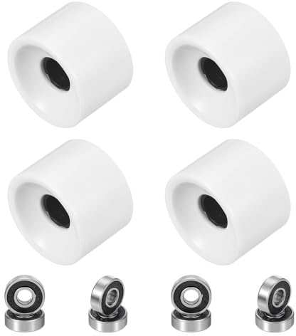 PATIKIL 70mm Skateboard Wheels 1 Set 78A Hardness Street Wheels PU Cruiser Wheels with 608RS Bearings for Skateboards Replacement, White