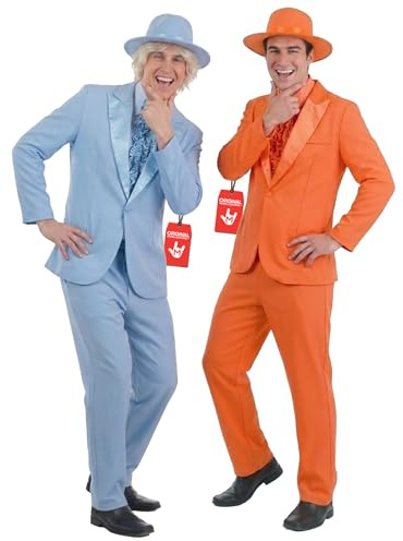 Fun Shack Orange Komedikostym för Herrar, Orange Kavaj & Byxa med Cylinderhatt & Fluga, Maskerad Karneval Halloween