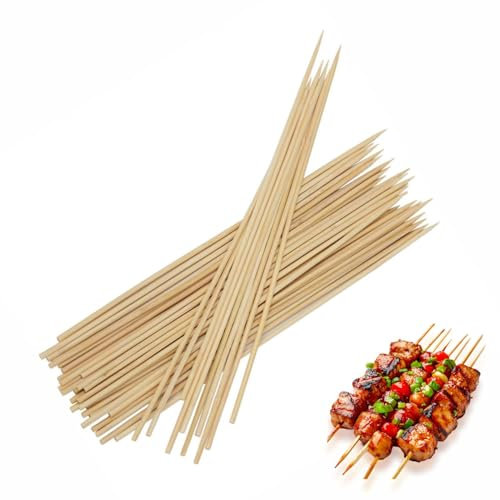 150 Pack Bamboo Skewers 30 cm (12 Inch) Wooden BBQ Sticks for Grilling Marshmallows Barbecue Kabobs Appetizers & Party Food Kitchen Home Essentials
