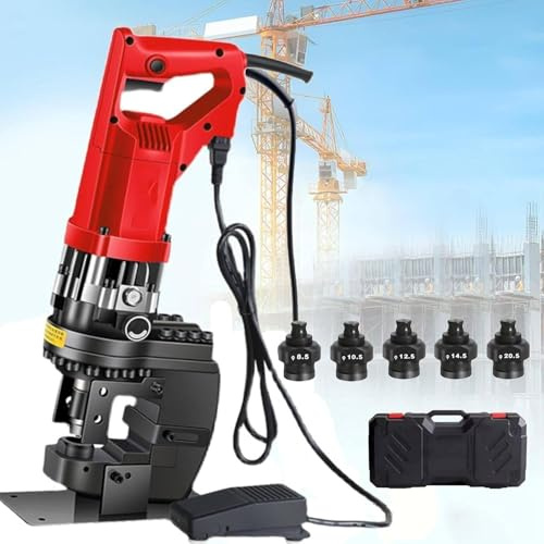 Perforadora Hidráulica Eléctrica 2200 W Punzonadora Hidráulica De Metal Con 5 Troqueles Y Pedal,Para ángulo Acero,Canal Acero,Hierro,Aluminio,Cobre