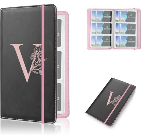 Kakurookie Letter Business Card Book Holder Organizer for Women Men, RFID Blocking 240 Card Capacity, Portable Name Card and Credit Card Holder for Professionals (V)