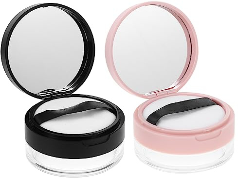 Hemobllo 2 st Portabla Loose Powder Behållare med och Puff för Makeup Multifunktionell Behållare för Löst Puder Fixeringspuder och Blush för Resor och Användning