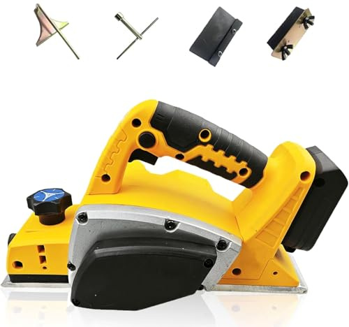 Cordless Electric Planer for Compatible with Dewalt 20V Battery, 15000 RPM Power Wood Planer 3-1/4 Inch Brushless Motor Handheld Planer for Wood Chamfer Carpenter Home DIY Woodworking Tool, No Battery