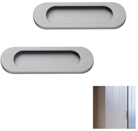 TASSFROO 2 PCS Poignées de Porte Coulissantes, Poignées D'armoire Encastrées Tirettes de Porte de Placard Aluminium Auto-adhésives Rectangulaires Encastrées Pour Coulissante Fenêtres Armoires Tiroirs