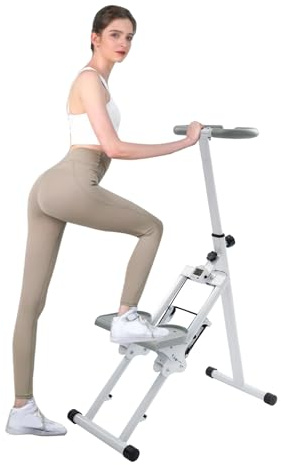 Stair Stepper med justerbart styre, stairmaster för hem, stair stepper för hemmagym, muskelbyggande och uthållighetsträning, för lägenheter, gym, kontor etc. kan användas (vit)