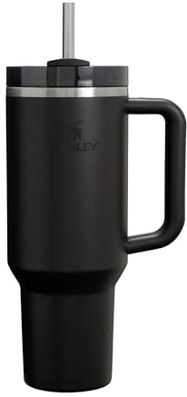 STANLEY 1913 Quencher H2.0 Flowstate Tumbler 1.2L - Cold for 11 Hours - Iced for 48 Hours - Metal Water Bottle with Straw, Handle and Lid - Dishwasher Safe - Travel Mug for Cold Drinks - Black 2.0