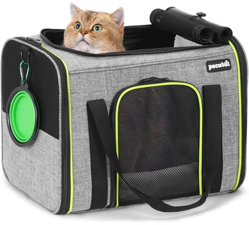 pecute® Cat Carrier Large with Removable Pet Nest up to 8kg, Foldable Cat Carrier Bag, Portable Dog Travel Bag, Breathable Mesh Fabric, Suitable for Car Travel, Bus, Subway,Picnic