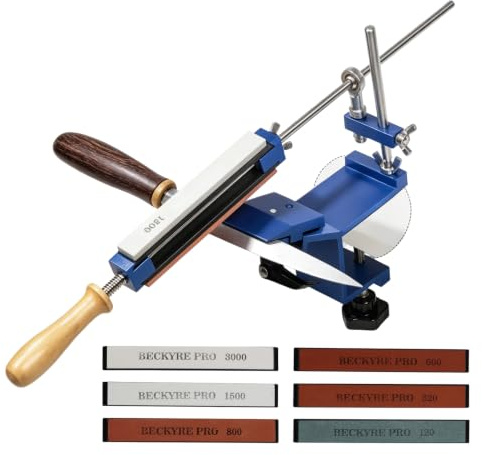 Knivslipare Profi, 360° fast vinkel, knivslipssystem, rostfritt stål, knivslipset med 6 diamanter, slipsten 120/320/600/800/1500/3000 för kockkniv, jaktkniv, fickkniv