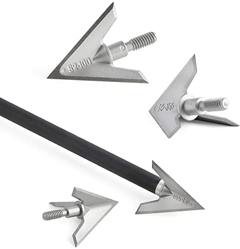 AMEYXGS 6X Pointes de flèche 100 Grains Pointes de Chasse 3 Lames Pointes de tir à l'arc avec étui têtes de flèche à Visser pour arbalète Classique et Arc à poulies (S2)