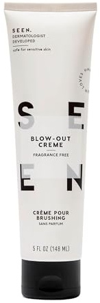 SEEN Blow-Out Creme, Fragrance Free - Non-Comedogenic Blow-Out Hair Cream - Dermatologist-Developed - Reduces Frizz- Heat Protectant- Safe for Sensitive, Eczema & Acne Prone Skin