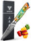 SANMUZUO Schälmesser Damastmesser 9 cm Klinge - Japanisches Obst und Gemüsemesser Officemesser - VG 10 Damaskus Stahl Küchenmesser mit Harzgriff - Xuan Serie(Dream Orange)