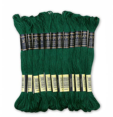 UMC STAG Premium-Stickgarn, 100 % ägyptische Baumwolle, Kreuzstich-Stickgarn, Oeko Tex-zertifizierte Baumwolle, ideal für Kunst und Handwerk, Smaragdgrün 923, 12 Stück