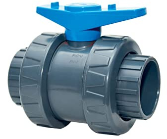 Vanne double union poignée bleue PVC pression Ø 63 mm - Fitt