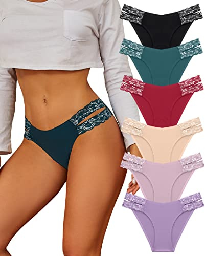 BeReady Seamless Knickers for Women Sexy Lace Seamless Underwear for Women High Cut V-waist No Show Ladies Briefs Panties Multipack