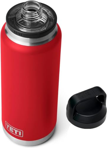 YETI Rambler, Vacuum Insulated Stainless Steel Bottle with Chug Cap, Rescue Red, 36oz (1065ml)