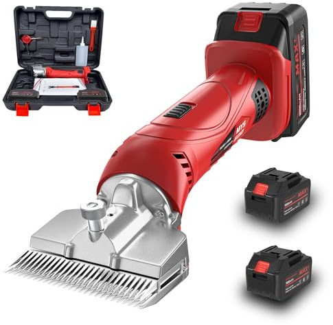 Vkdemer Cordless Horse Clippers,500W Heavy Duty Horse Grooming Clippers with 2 PCS Rechargeable 3000mAH Lithium Battery,6 Speed Professional Horse Grooming Kit for Thick Coat Animals