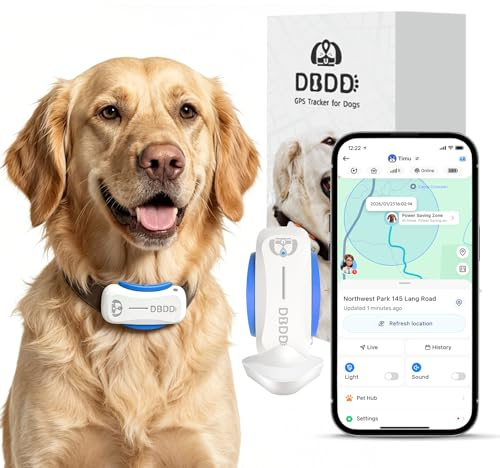 DBDD Hund GPS Tracker, Smart Pet Location Tracker mit Halsband, Fluchtwarnung Standortverfolgungsgerät, wasserdichter Haustier-Tracker (Weiß)