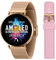 Reflex Active Series 42 Amoled Ultra Slim Smart Watch for Women with GPS, Heart Rate, Sleep Monitor, Step Counter, Rose Gold Mesh and Pink Silicone Strap Set For Android IOS