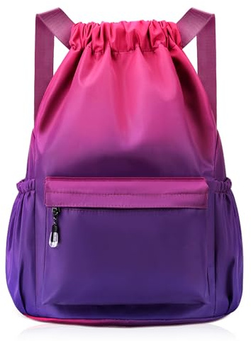 flintronic Bolsas de Cuerdas Mujer Hombre Mochila, Cuerdas Impermeable Saco de Gimnasia, Deportiva Impermeable Mochila de Playa, con Compartimento Zapatos y Bolsillo Húmedo, para Yoga Deporte