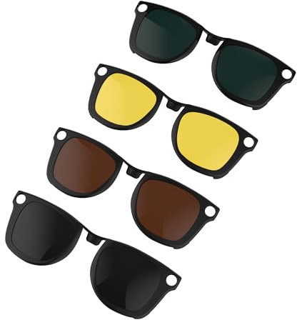 RCstyle Compatible With Ray-Ban Meta Wayfarer(Standard) Smart Glasses Color Changing Clip Set for Man and Woman(Dark Green, Night Vision Yellow, Black, Brown)