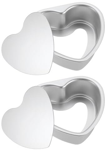 sourcing map 2Pcs Heart Shaped Cake Pan with Removable Loose Bottom 4 Cheesecake Aluminum Nonstick Layers Baking Pan for Wedding Birthdays Party Event