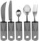 5 Teiliges Adaptive Utensilien,Adaptive Utensilien für Handzittern,Behinderten Besteck,Adaptive Utensilien für ältere Parkinson-Patienten,Leicht zu halten Edelstahl adaptive Löffel Gabel Kit (Grau)