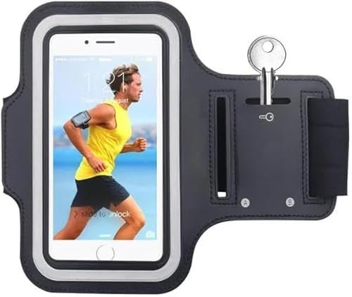 Running Armband for Samsung Galaxy S23/S24 Plus Ultra & any Models up to 6.8-Inches, Stretchable Sports Jogging Gym Armband with Key & Phone Holder Case For iPhone 16/15/14/13/12/11/X
